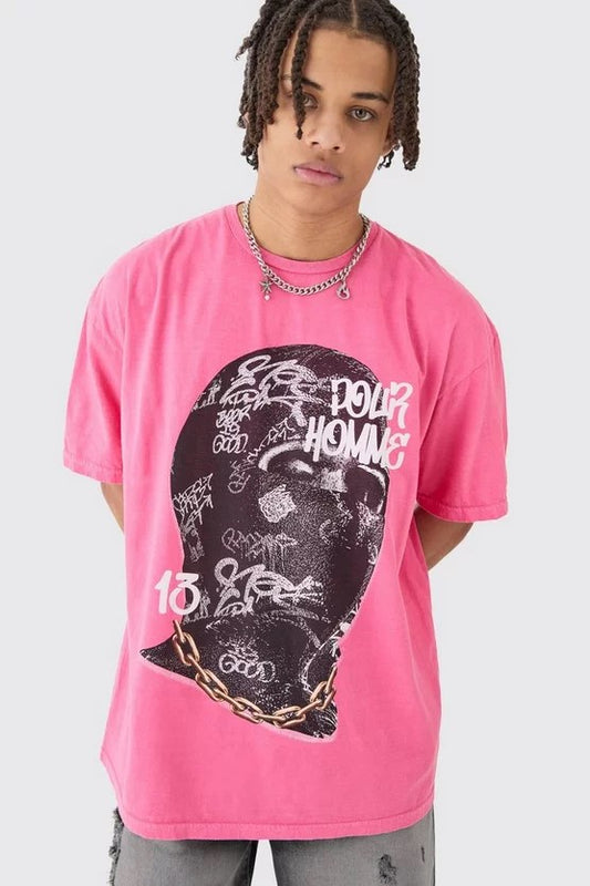 Camiseta Oversize Graffiti Pink mask