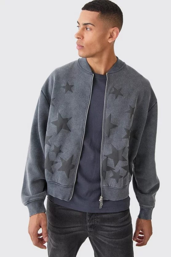 Campera Boxy Acid wash Star