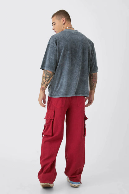 Pantalón Jean Baggy Cargo Wine