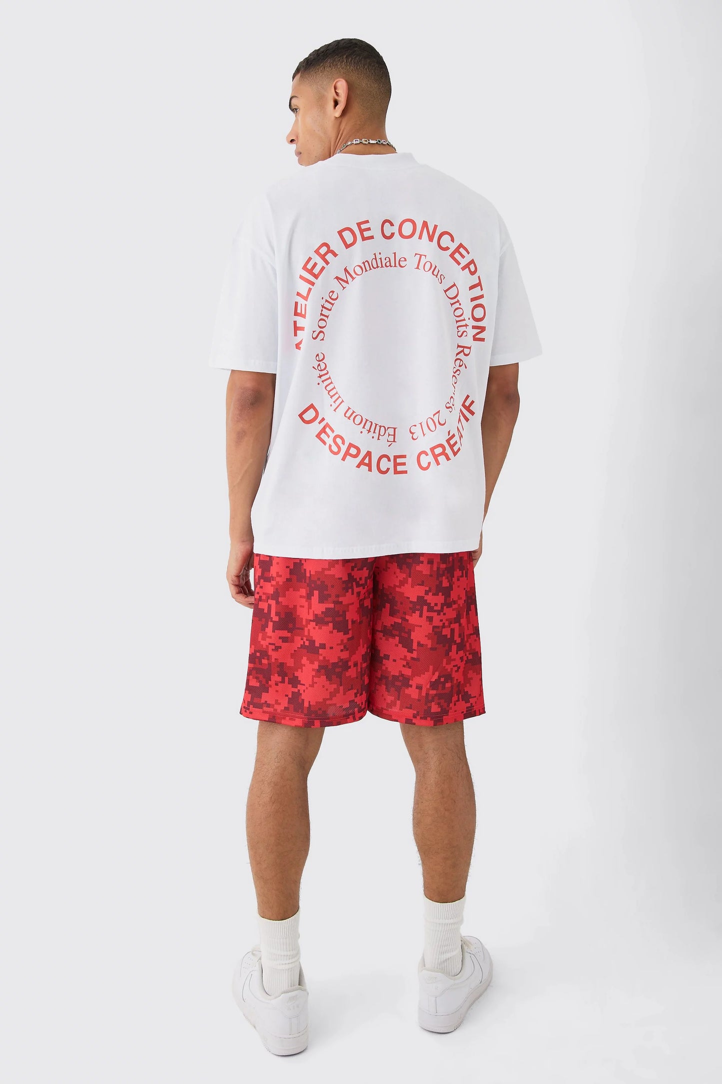 Conjunto de Camiseta Oversize y Short red camo