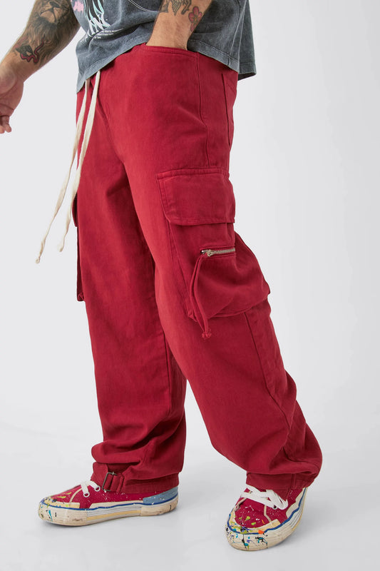 Pantalón Jean Baggy Cargo Wine