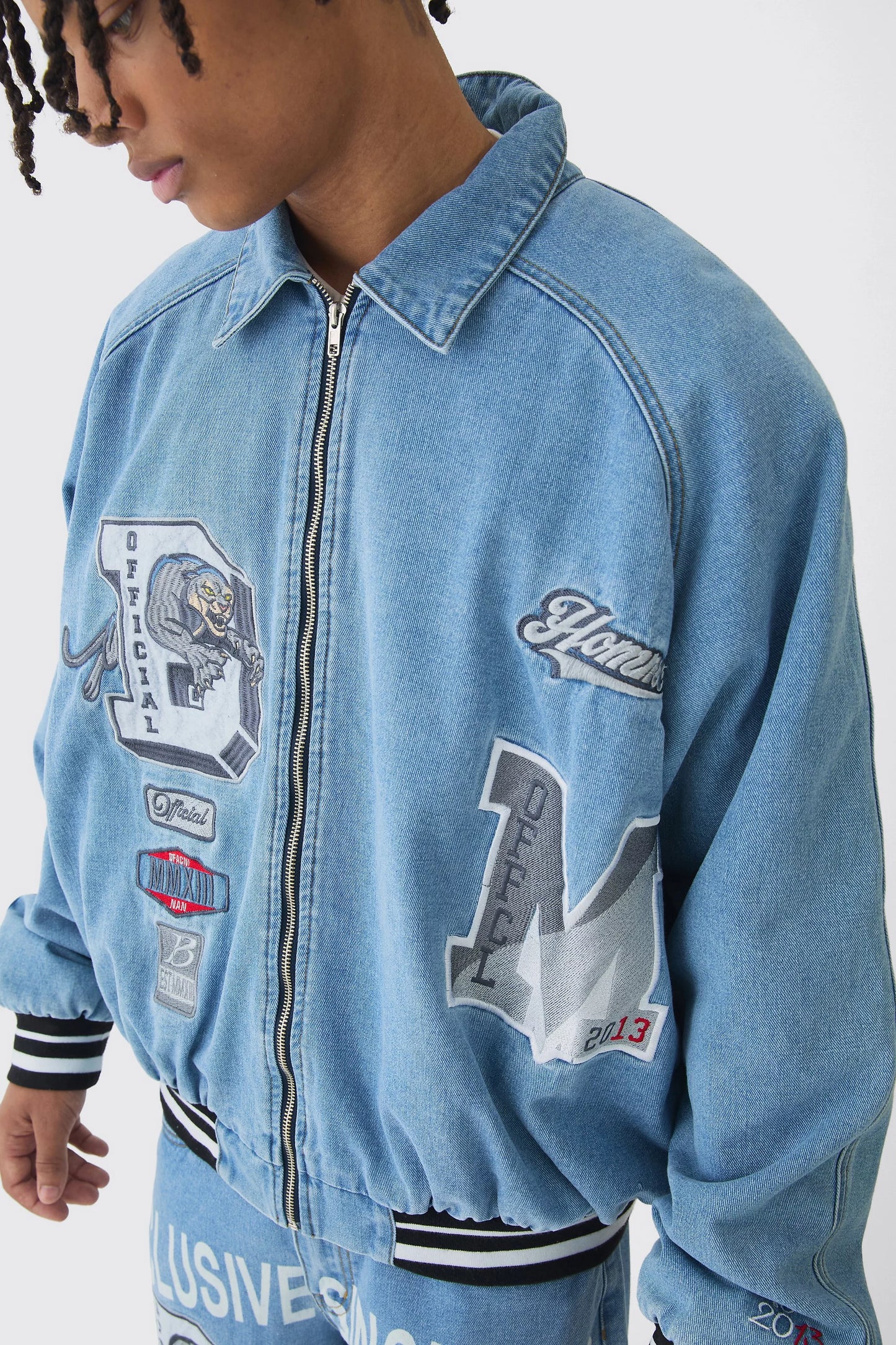 Campera varsity jean denim tiger