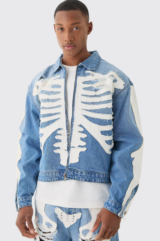 Chaqueta de Jean Boxy Denim skull