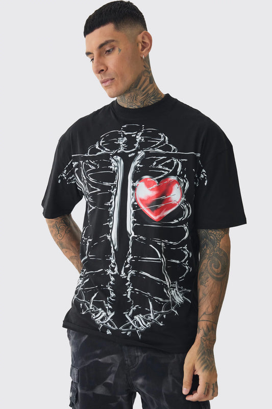 Camiseta Oversize heart skeletor