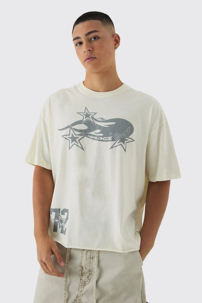 Camiseta Oversize cream stars