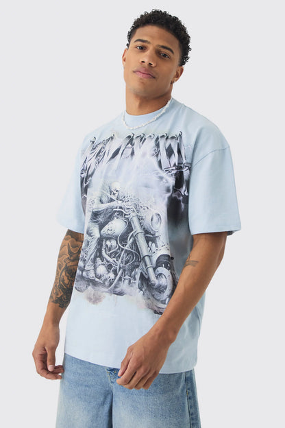 Camiseta Oversize Moto skull