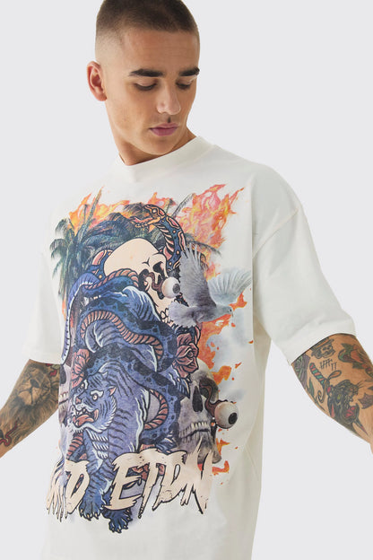 Camiseta Oversize Dragón skull