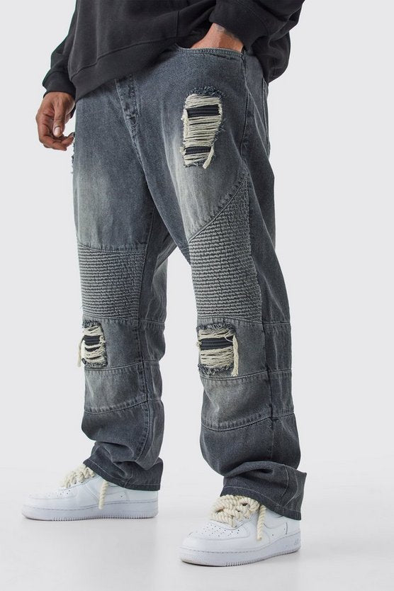 Jean cargo Plis Ripped (Gris)