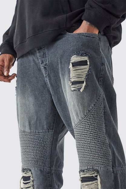 Jean cargo Plis Ripped (Gris)